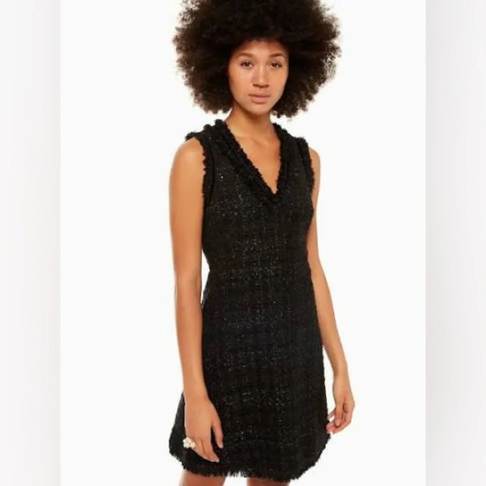NWT Kate Spade Sparkle Tweed Dress “Dashing Beauty” Black Sleeveless Sz 14